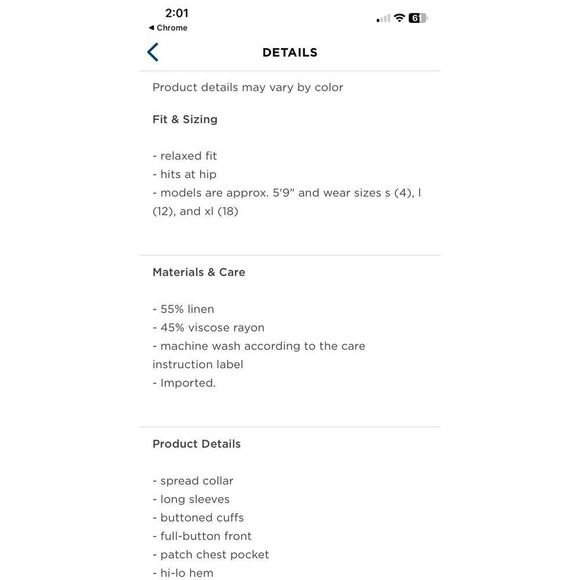 Old Navy Shirt Button Up Long Sleeves Linen Blend Lavender Womens Size 2XL - Picture 3 of 3